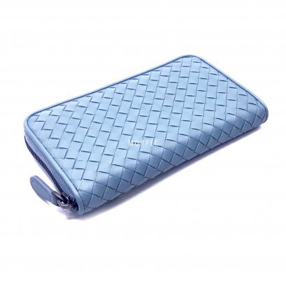 New Bottega Veneta Zippy Long Wallet in Arctic Blue RHW