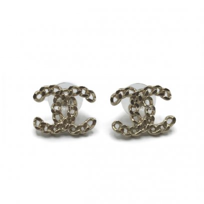 New Chanel CC Earrings 1.5 CM in Chain GHW