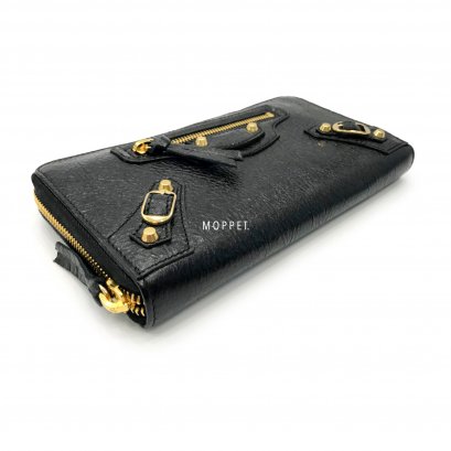New Balenciaga Zippy Wallet in Black Leather GHW