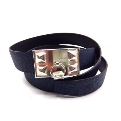 NEW Hermes CDC Belt in Indigo/Noir PHW