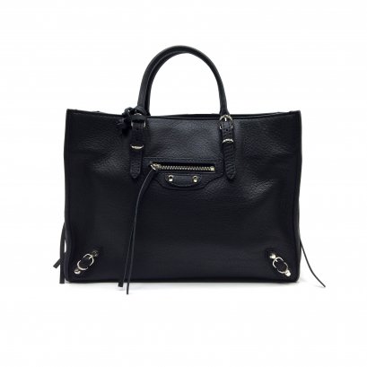 New Balenciaga Papier A6 in Black Leather SHW