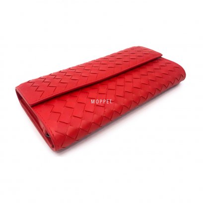 New Bottega Continental Wallet in Red Intreciato RHW