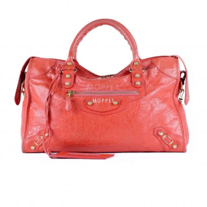 Used Balenciaga City Giant in Orange GHW