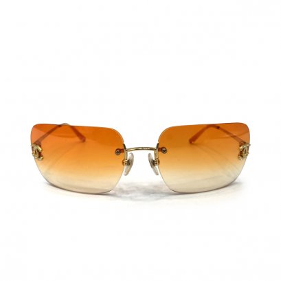 Used Chanel CC Sunglasses in Orange Lens GHW