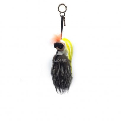 New Fendi Karlito Charm in Old Rose/Yellow Fur SHW