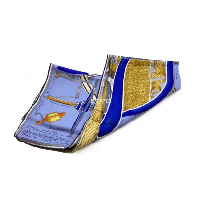 Used Hermes Silk Scarf 90X90’’ in Blue Graphic Printed