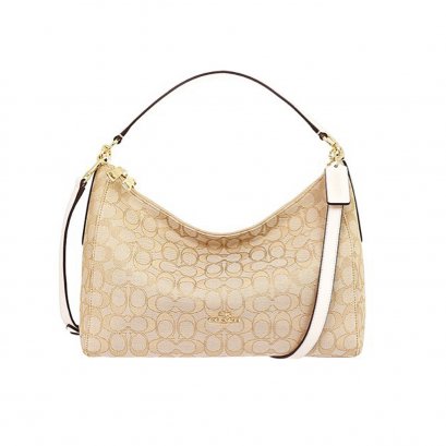 New Coach Seleste Hobo in Light Khaki/Chalk GHW