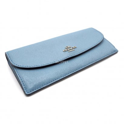 New Coach Soft Long Wallet in Cornflower Leather GHW