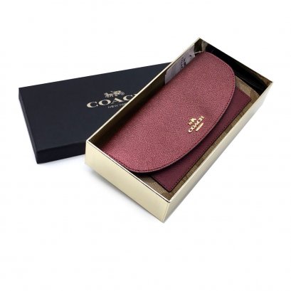 New Coach Envelope Long Wallet in Cherry/Khaki GHW