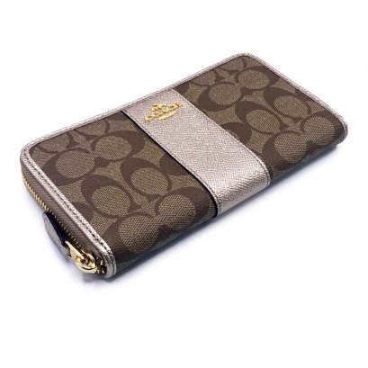 New Coach Accordion Zippy Wallet in Gold/Khaki GHW
