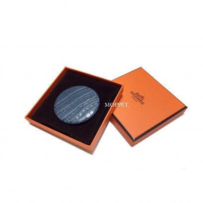 NEW Hermes Brooch &#039;L&quot; in Blue Crocodile