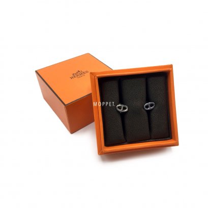 NEW Hermes Earring in Gun Metal Hardware
