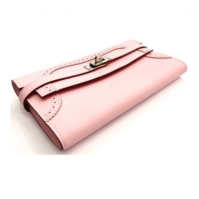 New Hermes Kelly Long Wallet in Rose Sakura Swift PHW