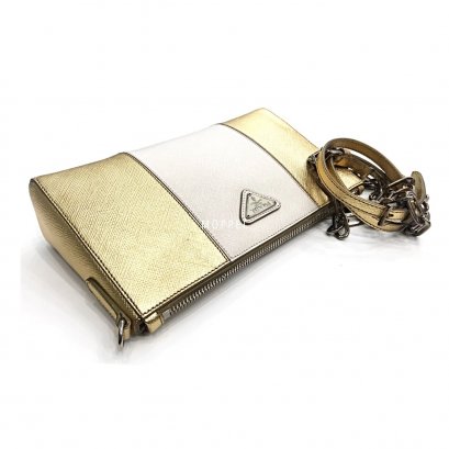 Unused Prada Saffiano Crossbody Bag in Platino/Talco SHW