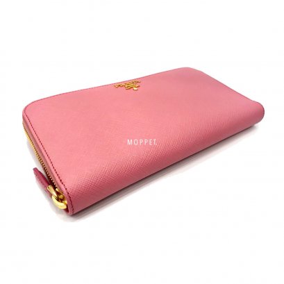 New Prada Saffiano Zippy Wallet in Petalo GHW