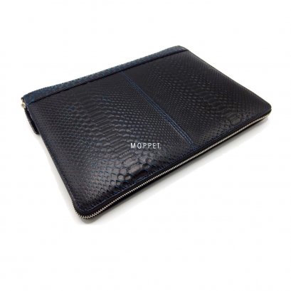 New S.V. Homme Laptop Case in Black/Blue Snakeskin SHW