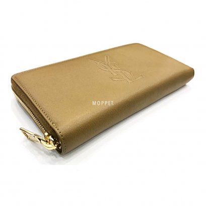New YSL Zippy Long Wallet in Beige Leather GHW