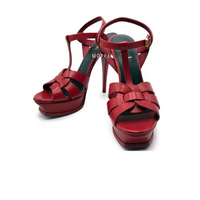 New YSL TRibute 5&quot; Size 39&quot; in Red Leather GHW