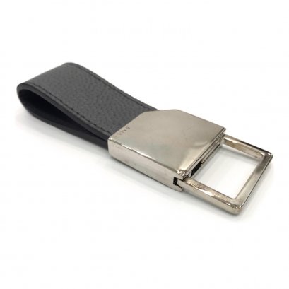 New Bally Key Charm in Grey Leather PHW