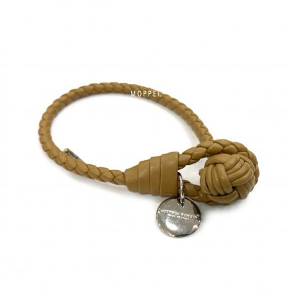 New Bottega Bracelet M&quot; in Beige Leather SHW
