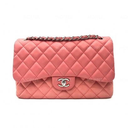 Used Chanel Classic Jumbo in Pink Lamb SHW