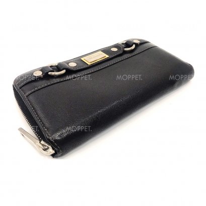 Used Dolce&amp;Gabbana Zippy Long Wallet in Black Leather G/SHW