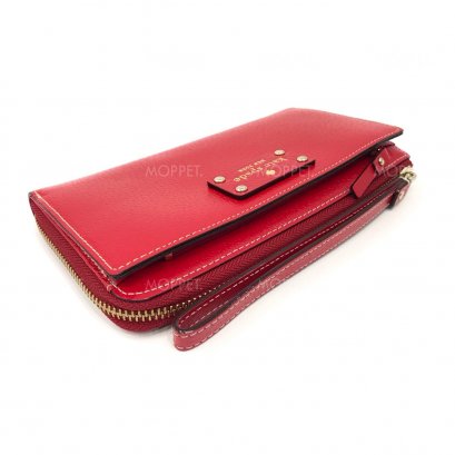 Unused Kate Spade Zip Long Wallet in Red Leather GHW