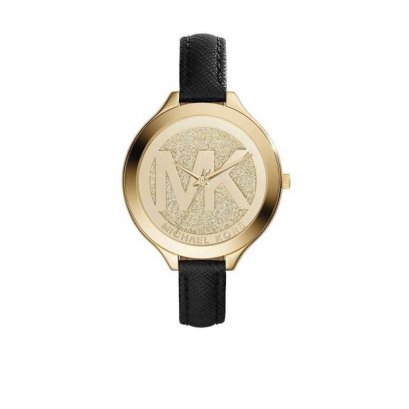 New Michael Kors Watch MK2392 in Black Leather GHW