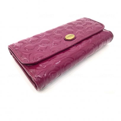 Unused Coach Long Wallet in Purple Patent Leather GHW