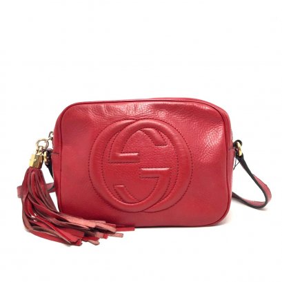 Used Gucci Disco Soho Bag in Red Leather LGHW