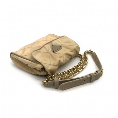 Used Prada Vintage Belt Bag in Beige Nylon GHW