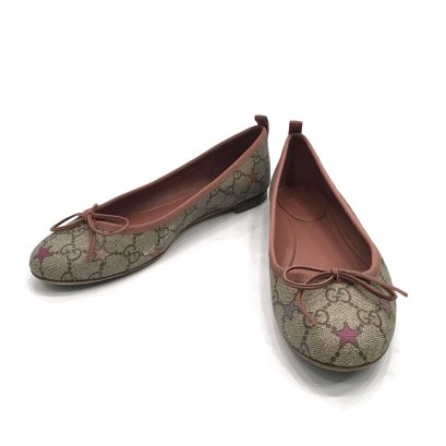 Used Gucci GG Stars Flats 37.5&quot; in GG Supreme Stars/Brown