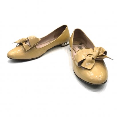 Used Miu Miu Flat Shoes 36.5” in Cipria Patent 