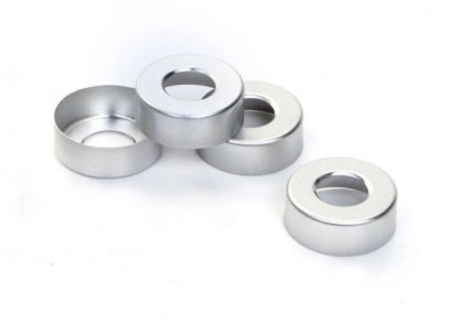 Crimp-top aluminum cap, 10mm centre hole, 20mm