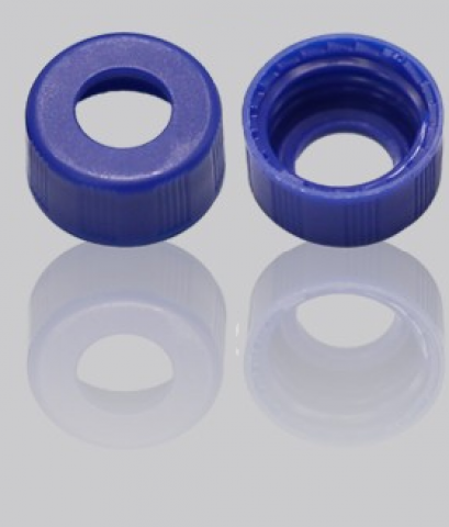 blue screw polypropylene cap, 6mm centre hole