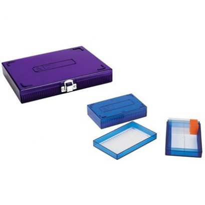 Microscope Slide Box Polycarbonate 25-Place, Blue