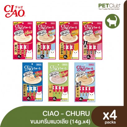CIAO CHURU - ขนมแมวเลีย 7 สูตร x4แพ็ค