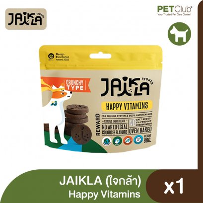 JAIKLA ขนมสุนัขเพื่อสุขภาพ สูตร HAPPY VITAMINS วิตามินสูง เสริมสร้างภูมิคุ้มกัน 80g.