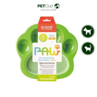 PetDreamHouse PAW 2-IN-1 for Cat and Small Dogs - จานอาหารสำหรับแมวและสุนัขพันธุ์เล็ก สีเขียว