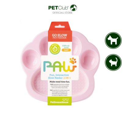 PetDreamHouse PAW 2-IN-1 for Cat and Small Dog - จานอาหารสำหรับแมวและสุนัขพันธุ์เล็ก สีชมพู