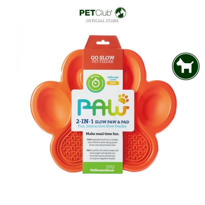 PetDreamhouse - 2in1 Slow Paw & Pad จานอาหารและแผ่นเลียน้องหมา สีส้ม