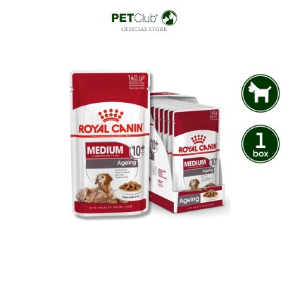 Royal Canin Medium Ageing 10+ Gravy - สุนัขสูงวัย พันธุ์กลาง อายุ 10 ปีขึ้นไป [140 กรัม.,10 ซอง]