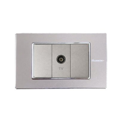 เต้าเสียบ TVพร้อมกรอบสแตนเลส PinkGRAY