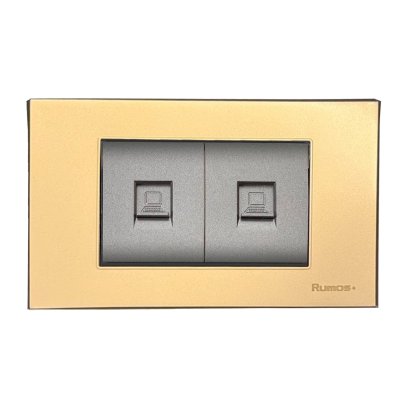 เต้ารับLAN พร้อมกรอบพลาสติก สีทอง