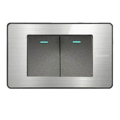 สวิตช์ไฟฟ้าแบบ 1.5G(ปุ่มกลาง) ทางเดียว พร้อมกรอบสีอลูมิเนียม