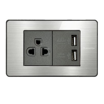 RUMOS PLUS SOCKET WITH USB ALUMINIUM