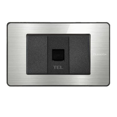 เต้าเสียบโทรศัพท์พร้อมกรอบสีอลูมิเนียม