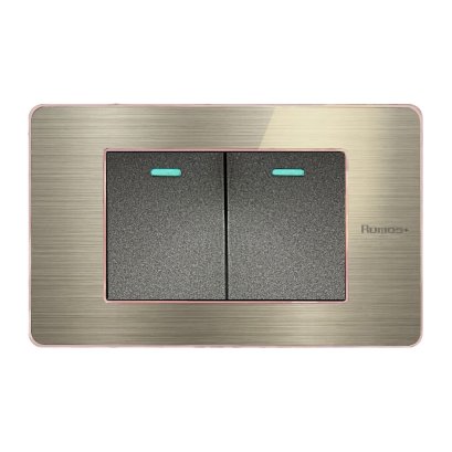 สวิตช์ไฟฟ้าแบบ 1.5G(ปุ่มกลาง) ทางเดียว พร้อมกรอบสีโรสโกลด์