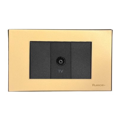 เต้าเสียบ TVพร้อมกรอบพลาสติก สีทอง