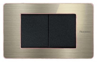 สวิตช์ไฟฟ้าแบบ 1.5G(ปุ่มกลาง) สองทาง พร้อมกรอบสีโรสโกลด์